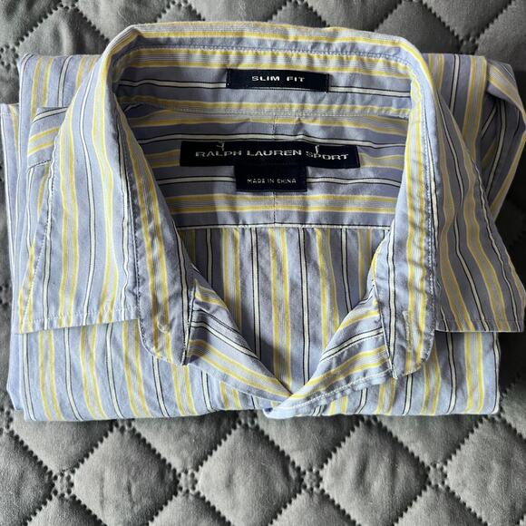 ✨Polo Ralph Lauren Sport Womens Size 8 Slim Fit Striped Button Up Long Sleeve - Picture 7 of 7